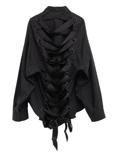 Balenciaga Short Sleeves With Lace-up Back Detail In Black
