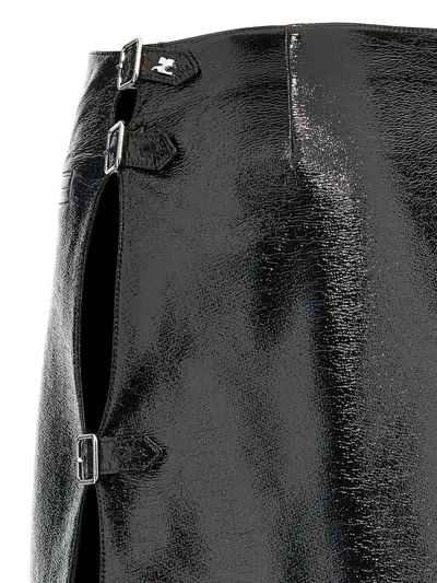 Courrèges Mini Multi Sangle Vinyl' Skirt In Black
