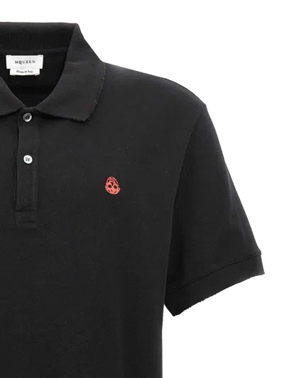 Alexander Mcqueen Inverted Skull Polo Shirt In Black
