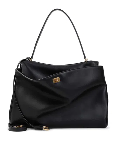 Balenciaga Large Rodeo Leather Top Handle Bag In Black
