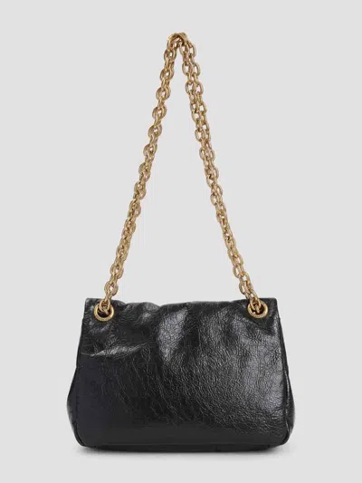 Balenciaga Calf Leather Shoulder Bag With Gold-tone Chain Strap