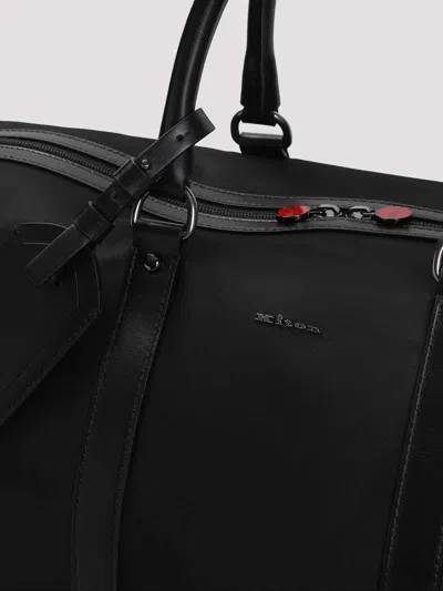 Kiton Nylon Duffle Bag With Leather Inserts