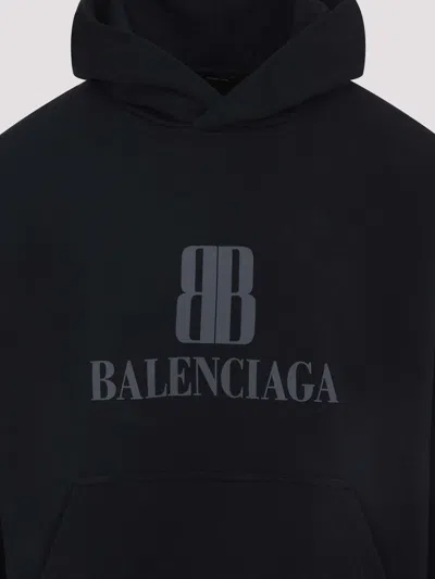 Balenciaga Black Hoodie With Fixed Hood And Logo Lettering On The Front In Cotton Man