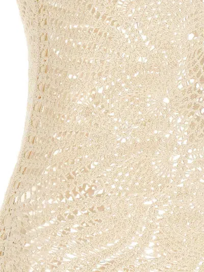 Magda Butrym Mini Crochet Lace Dress With Asymmetric Hem In Gold