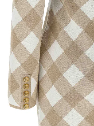 Balmain Checked Pattern Dress Gold-tone Buttons