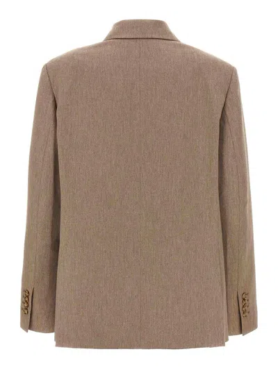 The Andamane 'pixie' Blazer Double-breasted Structured Shoulders In Brown