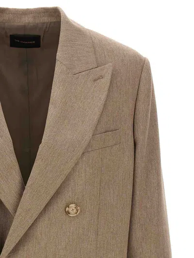 The Andamane 'pixie' Blazer Double-breasted Structured Shoulders In Brown
