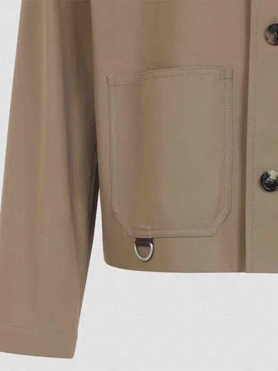Loewe Cotton Jacket With Contrast Pocket And Front Pockets In Brown