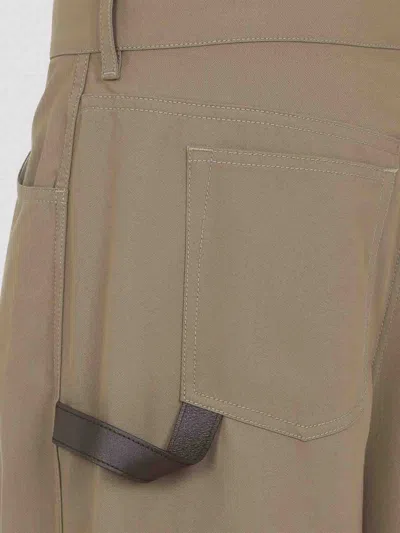 Loewe Wide-leg Trousers In Soft Cotton Blend With Subtle Detail In Brown