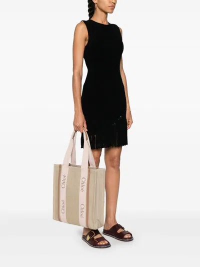 Chloé Woody Tote Bag In Brown