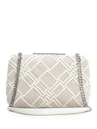 Tory Burch Kira Woven Canvas Small Convertible Shoulder Bag Crossbody Bags Beige