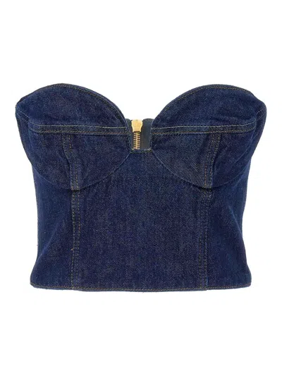 Magda Butrym Cropped Cotton Denim Corset Top