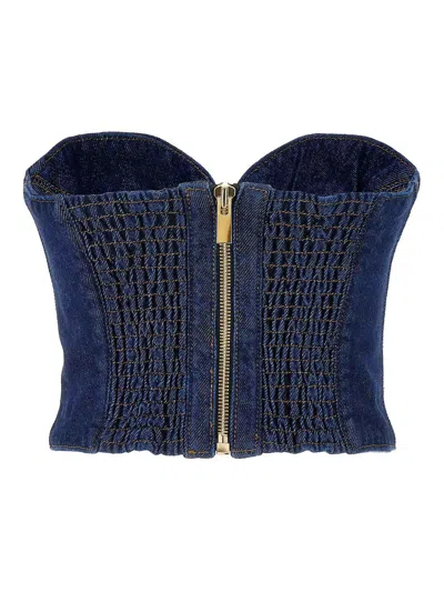 Magda Butrym Cropped Cotton Denim Corset Top