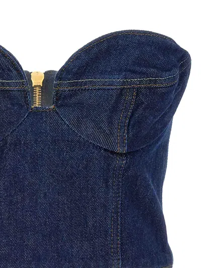 Magda Butrym Cropped Cotton Denim Corset Top