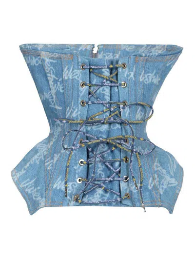 Vivienne Westwood Denim Cobrax Corset Laser Denim Vw-grid-blue 46 Women In Blue