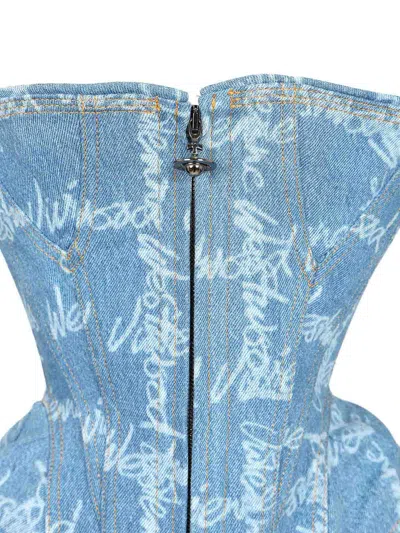 Vivienne Westwood Denim Cobrax Corset Laser Denim Vw-grid-blue 46 Women In Blue