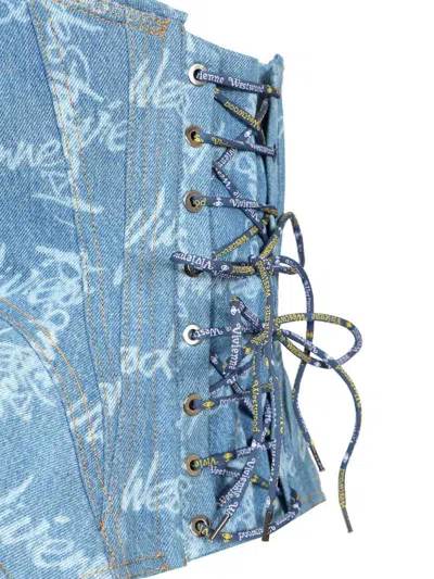Vivienne Westwood Denim Cobrax Corset Laser Denim Vw-grid-blue 46 Women In Blue