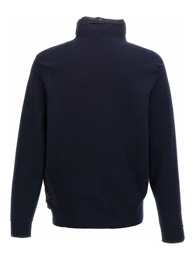 C.p. Company Minimalist Casual Jacket With High Collar And Textured Pocket In Blue