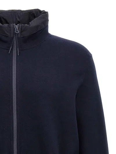 C.p. Company Minimalist Casual Jacket With High Collar And Textured Pocket In Blue