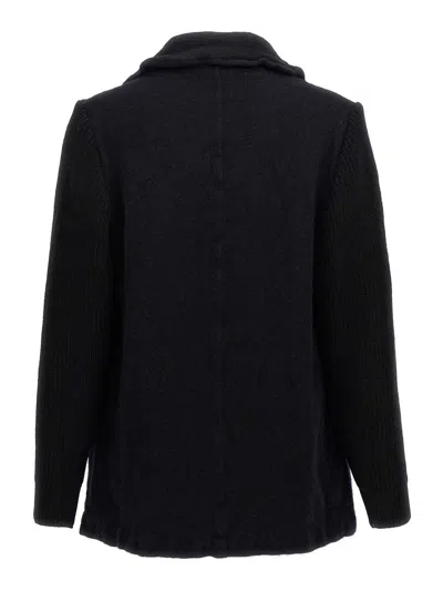 Comme Des Garçons Wool Blend Double-breasted Coat With Ribbed Sleeves