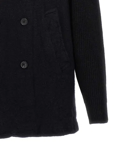 Comme Des Garçons Wool Blend Double-breasted Coat With Ribbed Sleeves