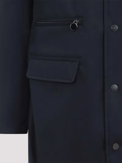 Kiton Polyester Coat With Standing Collar And Hidden Hood In Black