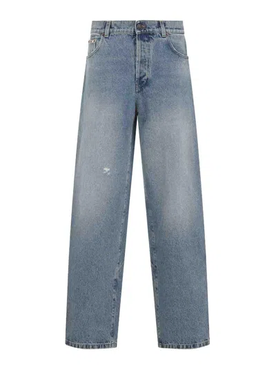 Moschino Relaxed High-waist Jeans With Classic Five-pocket Styling In Blue