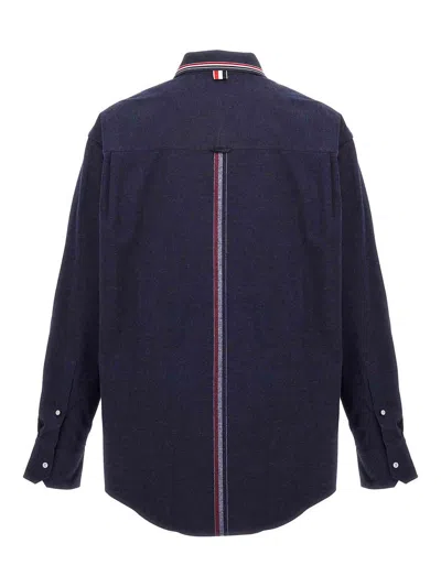 Thom Browne Oversized Cotton Flannel Shirt With Iconic Detail