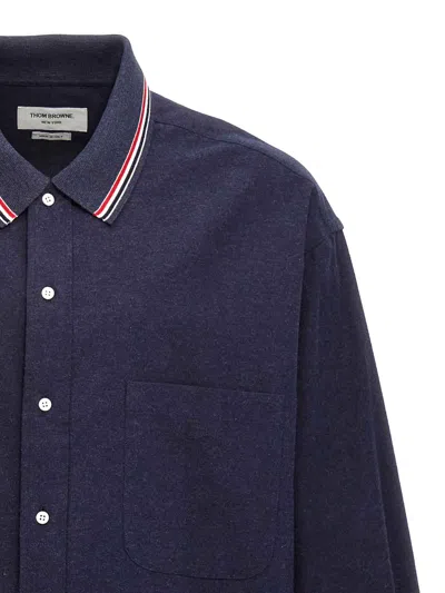 Thom Browne Oversized Cotton Flannel Shirt With Iconic Detail