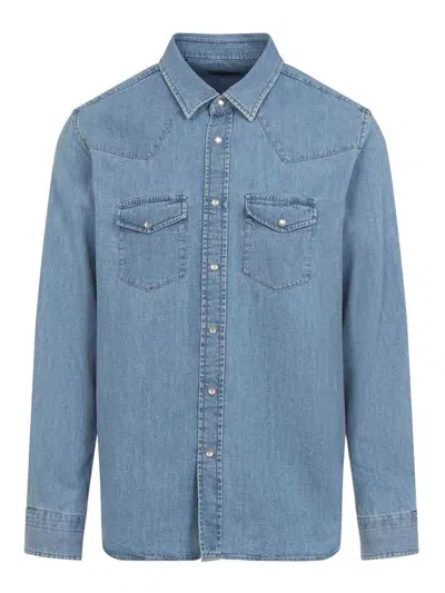 Tom Ford Cotton Denim Shirt In Blue