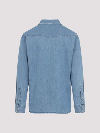 Tom Ford Cotton Denim Shirt In Blue