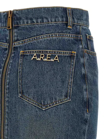 Area Logo-charm Denim Midi Skirt In Blue