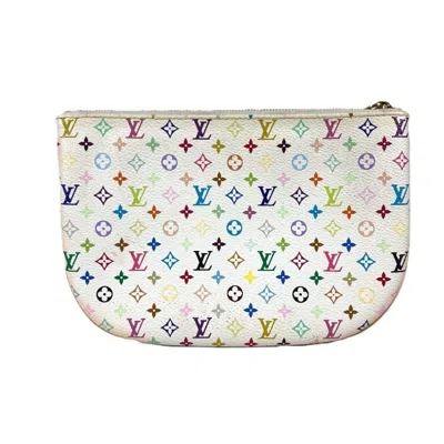 Pre-owned Louis Vuitton Blanc Multi-color White Monogram Multicolore Clutch Bag Pochette Pouch ()