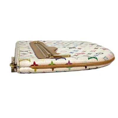 Pre-owned Louis Vuitton Blanc Multi-color White Monogram Multicolore Clutch Bag Pochette Pouch ()