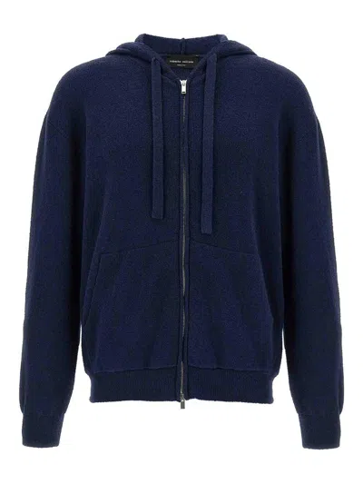 Roberto Collina Hooded Terry Sweater With Ribbed Cuffs And Hem