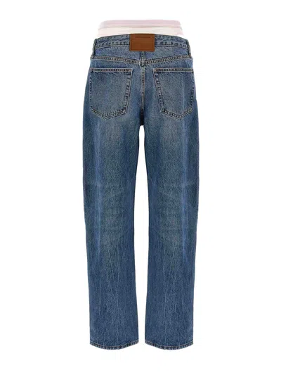 Alexander Wang Slit Hem Prestyle Hotfix Mesh Undie Jeans Light Blue