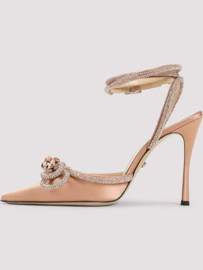 Mach&mach 110mm Double Bow Crystal-embellished Satin Pumps In Pink