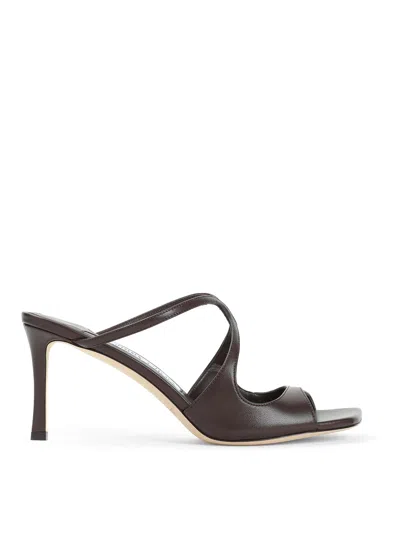 Jimmy Choo Anise 75 Leather Sandals In Blue