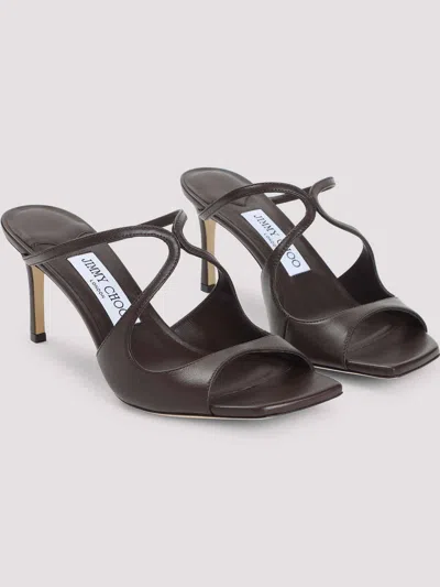 Jimmy Choo Anise 75 Leather Sandals In Blue