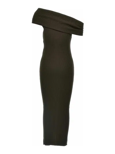 Courrèges Twist Rib Knit Long Dresses In Green
