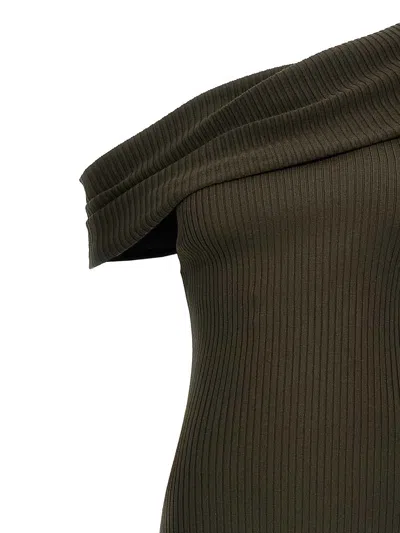 Courrèges Twist Rib Knit Long Dresses In Green
