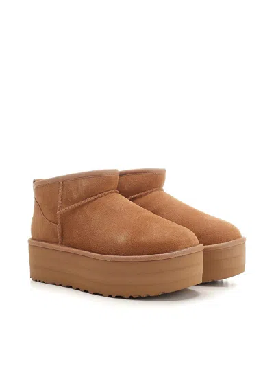 Ugg Classic Ultra Mini 1135092-che Womens 5 Chestnut Suede Platform Boot Gbnc453 In Brown