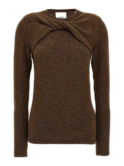 Isabel Marant 'kern' Twist Detail Knit Sweater In Burgundy