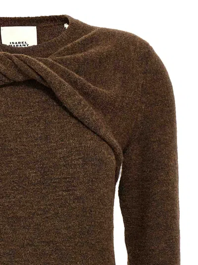 Isabel Marant 'kern' Twist Detail Knit Sweater In Burgundy
