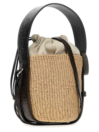 Chloé Small  Crossbody Bag In Woven Raffia And Pe