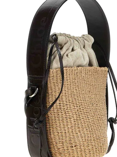 Chloé Small  Crossbody Bag In Woven Raffia And Pe