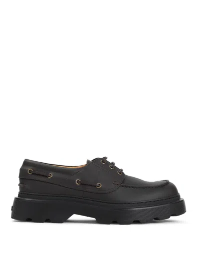 Tod's Leather Loafers Designed For Nautical Wear In Black