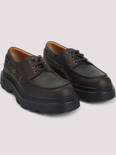 Tod's Leather Loafers Designed For Nautical Wear In Black