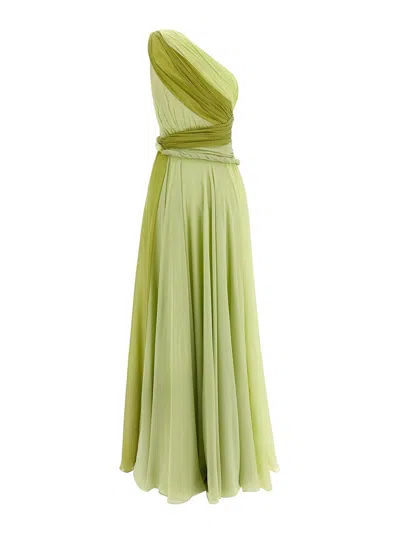 Giambattista Valli One-shoulder Silk Maxi Dress With Torch Detail