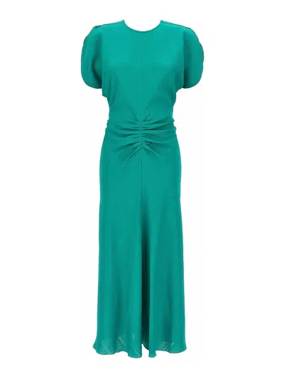 Victoria Beckham Women's Gathered Waist Midi Dress In Green